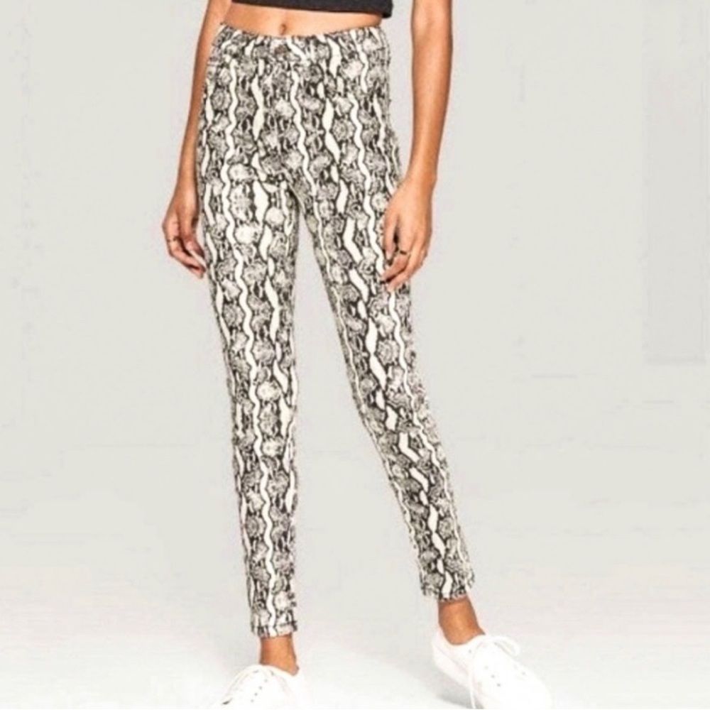 Wild Fable Snake Print Skinny Jeans Womens 14 High Rise Stretch Denim Pants